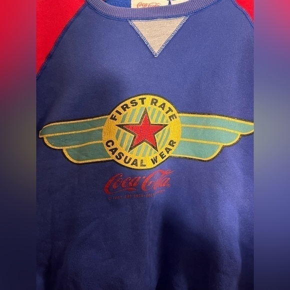 Rare Vintage Retro Coca-Cola Red and Blue Logo Crewneck Sweatshirt Medium - Picture 6 of 9